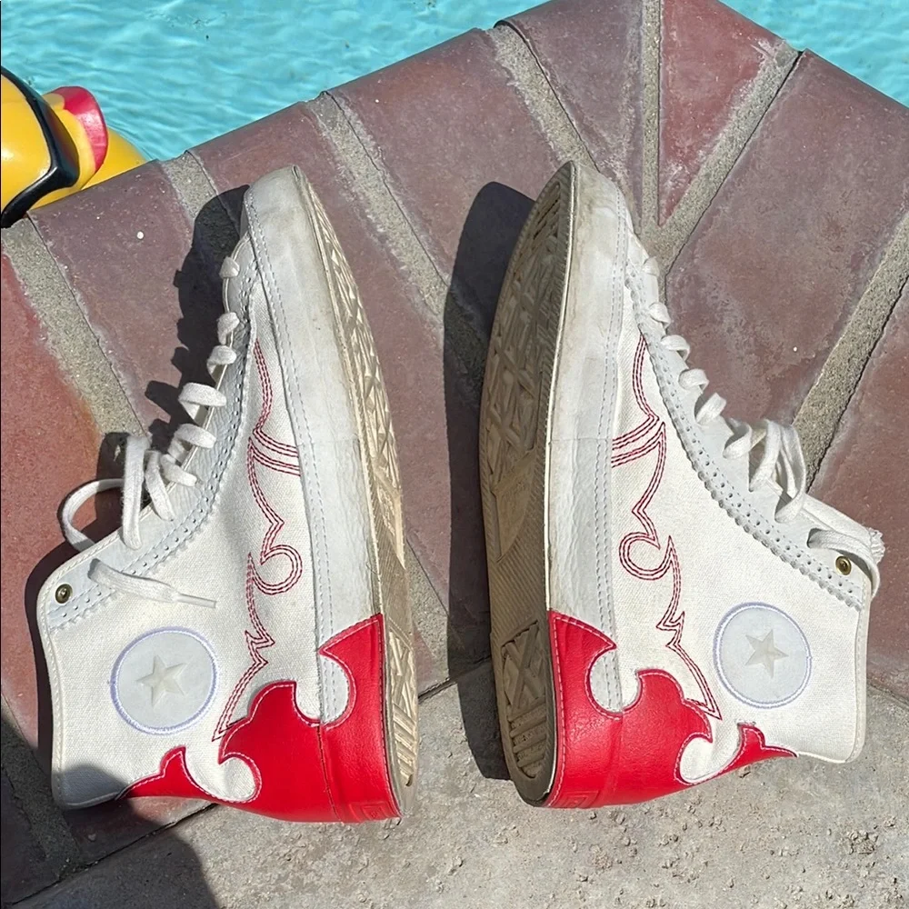 Converse Chucks Taylor Sasha High-Top Sneakers with Red Flame Western Design - Picture 13 of 15